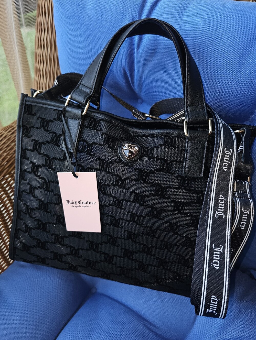 Juicy Couture Sheer Black Logo Jacquard Tote Bag Nwt